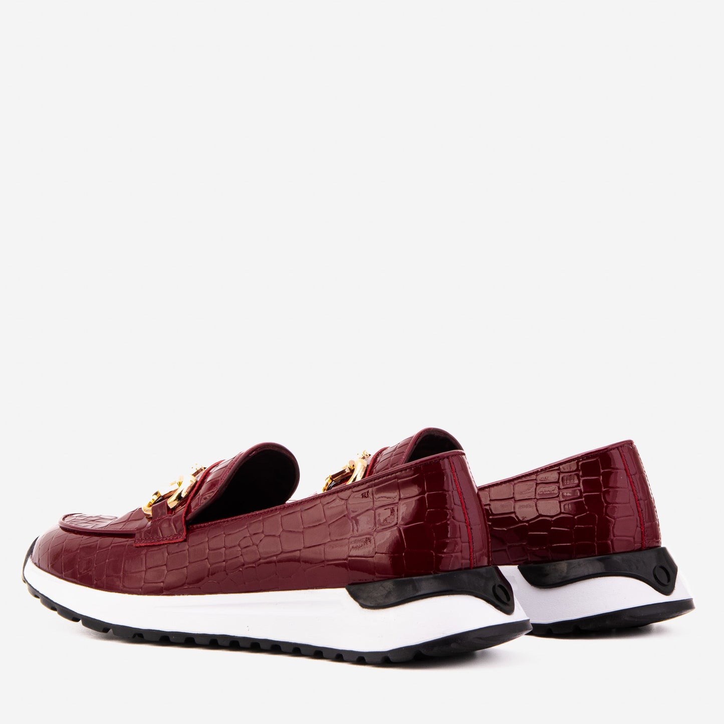 The Milan Burgundy Croc-Embossed Patent Leather Women Sneaker