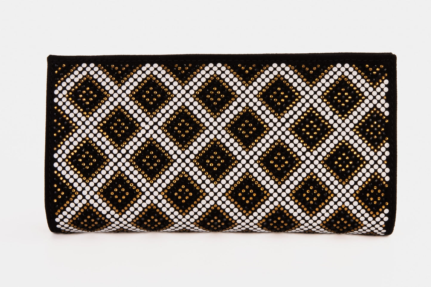 The Nampula Black Glitter Suede Leather Small Clutch