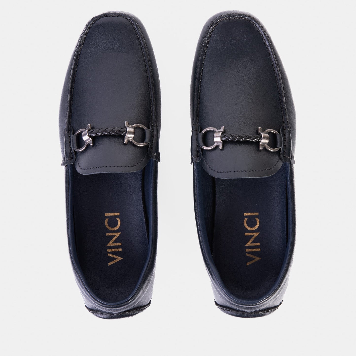 Pavia Navy Blue Leather Bit Drive Loafer Men Shoe