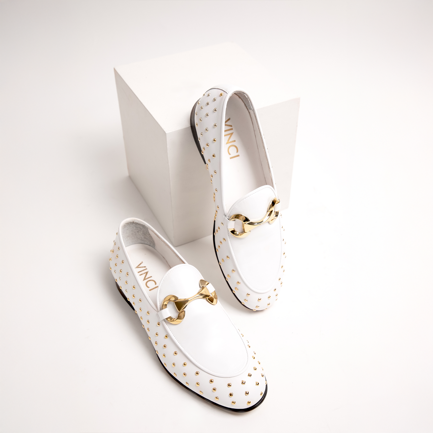 The Jupiter Shoe White Spike Leather Bit Dress Loafer Limited Edition Men Shoe
