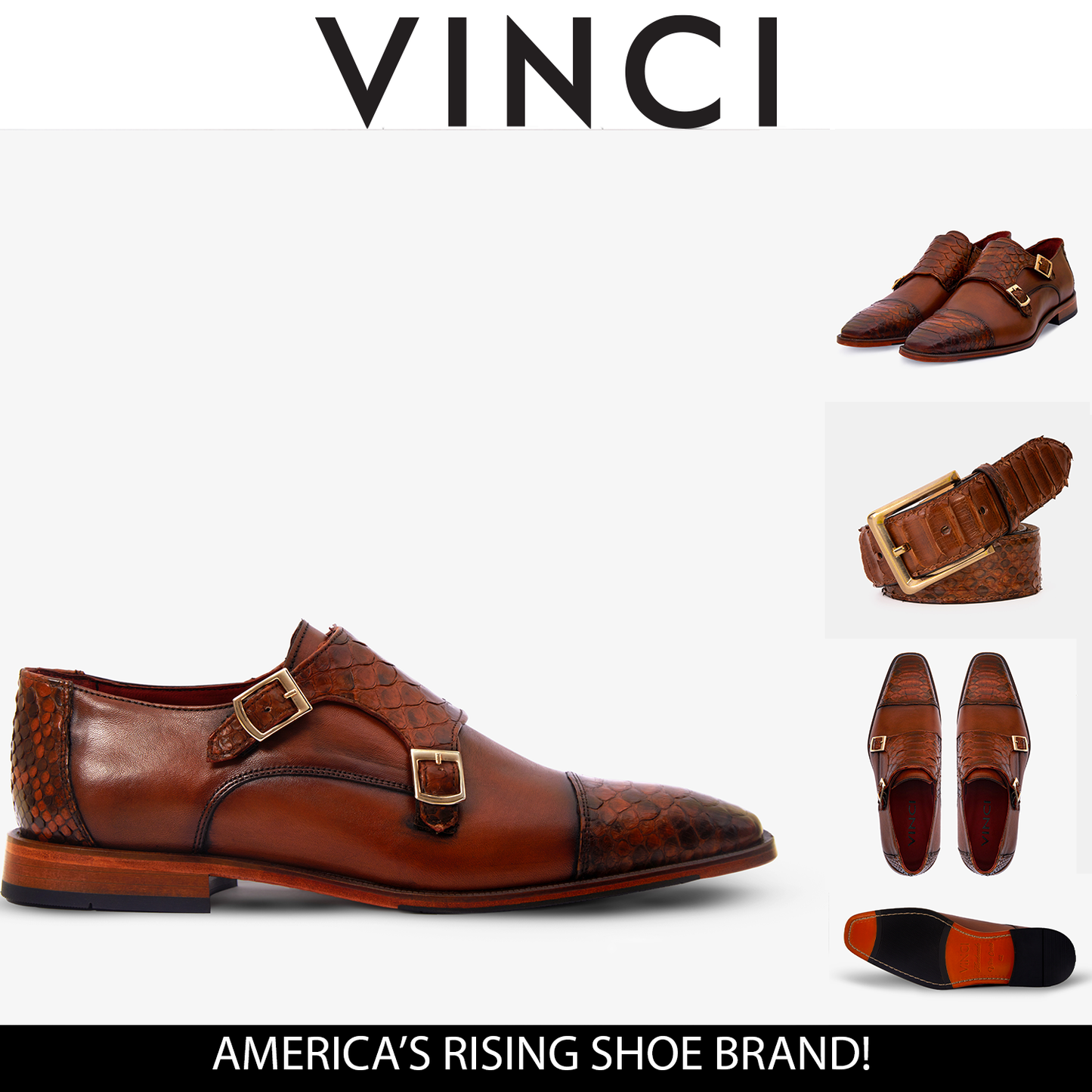 The Bishkek Tan Leather Cap Toe Double Monk Strap Men Shoe