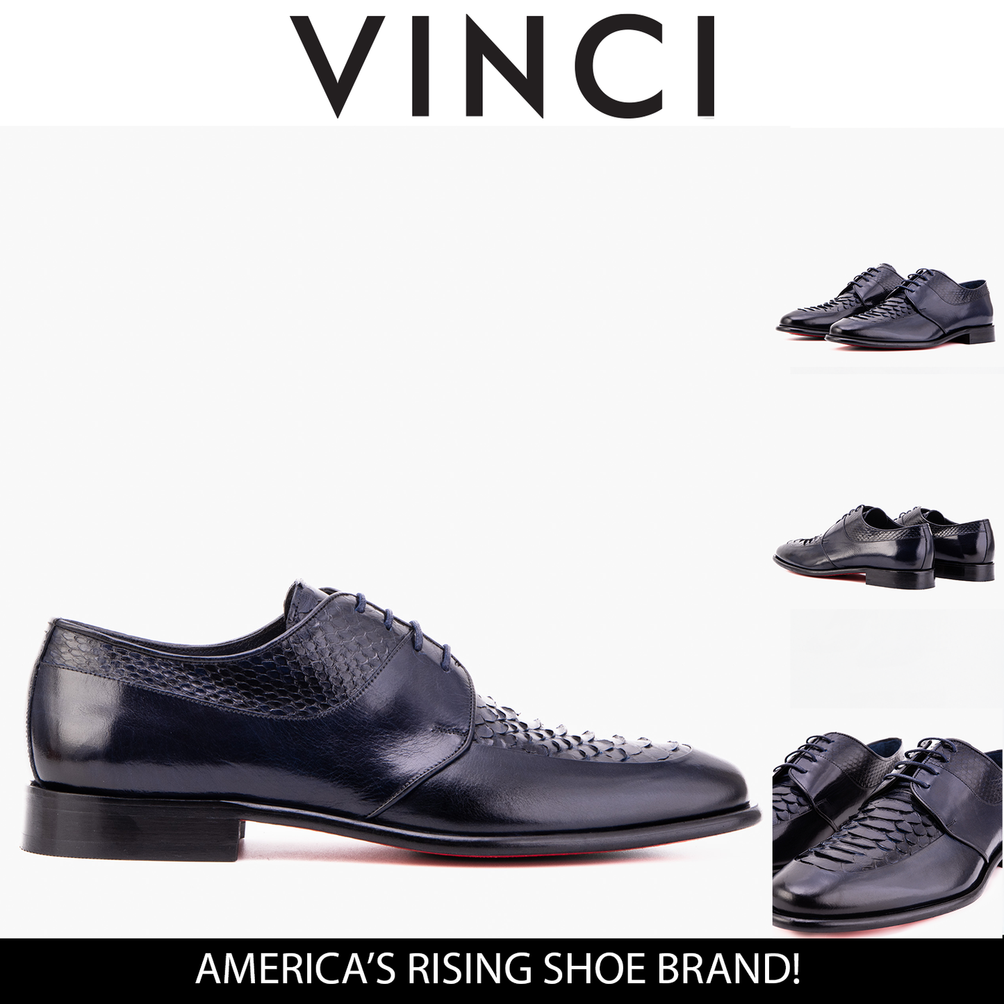 The Arven Navy Python Leather Men Shoe