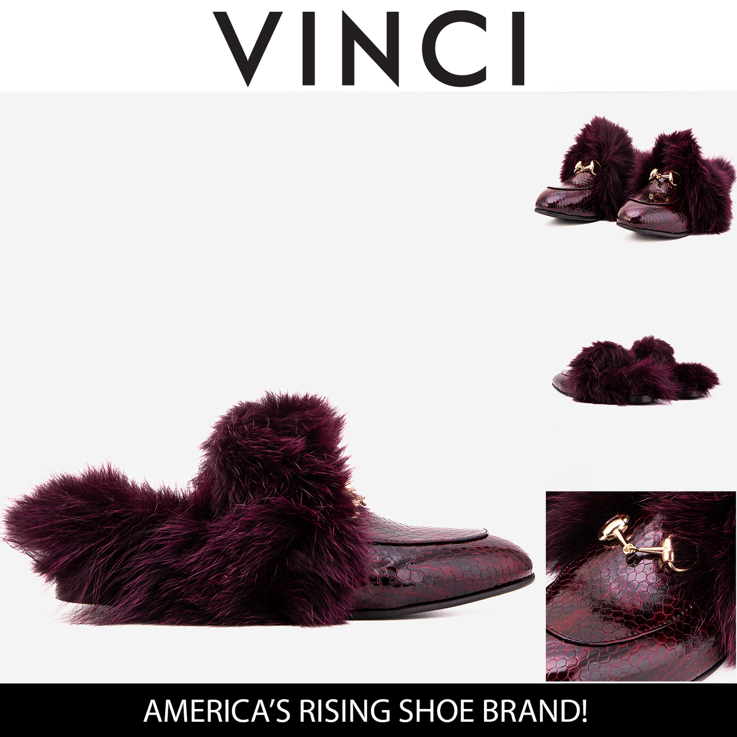 The Izmir Burgundy Patent Leather Natural Fur Women Slipper