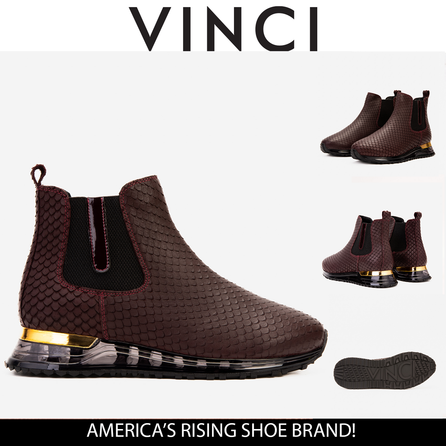 The Panther Burgundy Leather Men Chelsea Boot