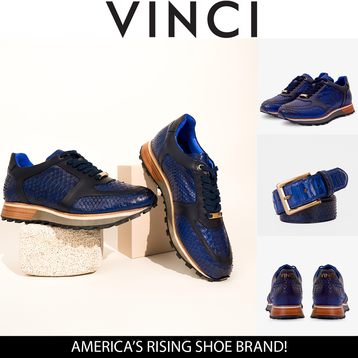 The Boss Pyth Snk Skin Navy Blue Men Sneaker