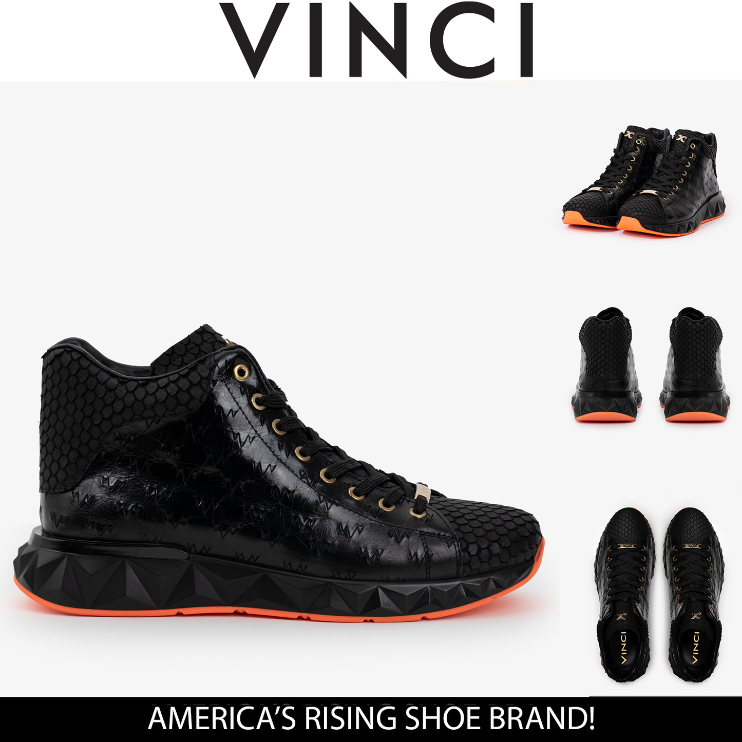 The Caesars Black Leather High-Top Men Sneaker