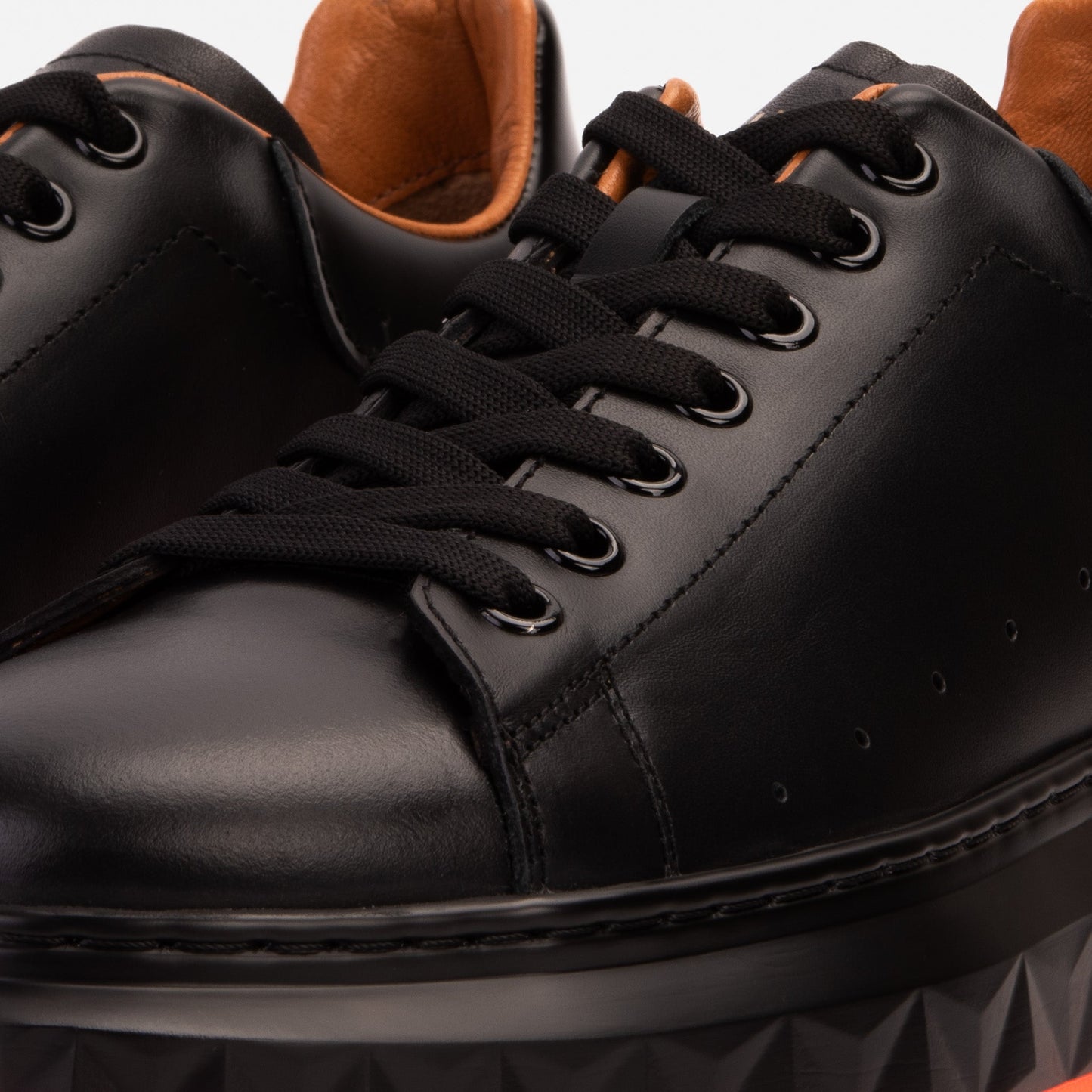 The Linq  Black & Orange Leather Men Sneaker