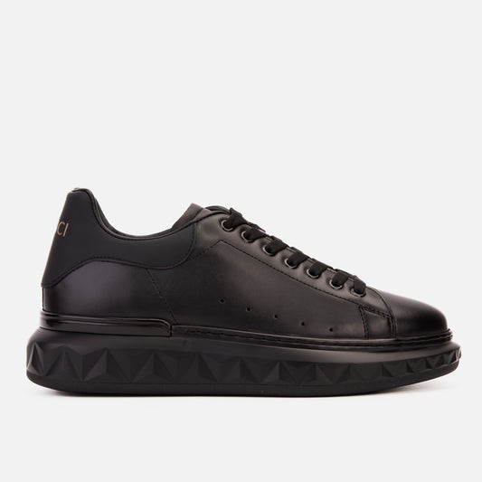 The Linq Black Leather Men Sneaker