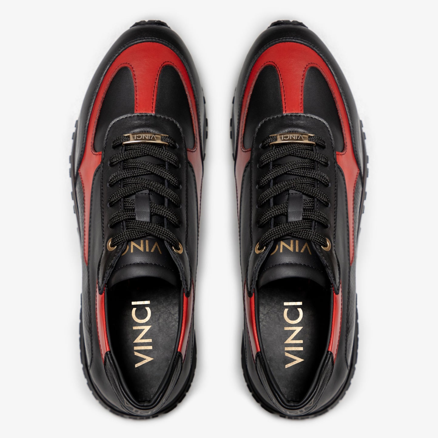 The Arda Black & Red Leather Men Sneaker