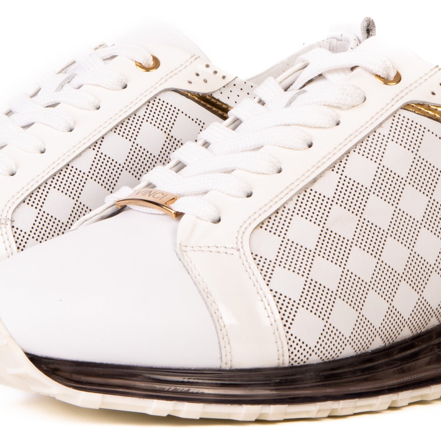 The Cenova White & Gold Leather Men Sneaker