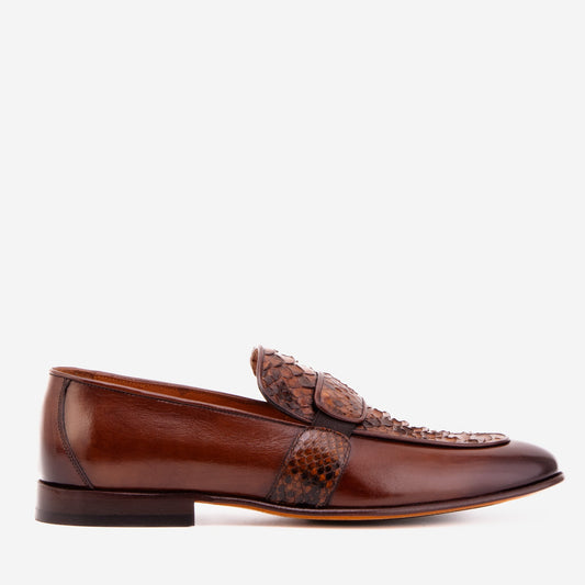 The Dorian Tan Python &amp; Baby Buffalo Leather Loafer Men Shoe