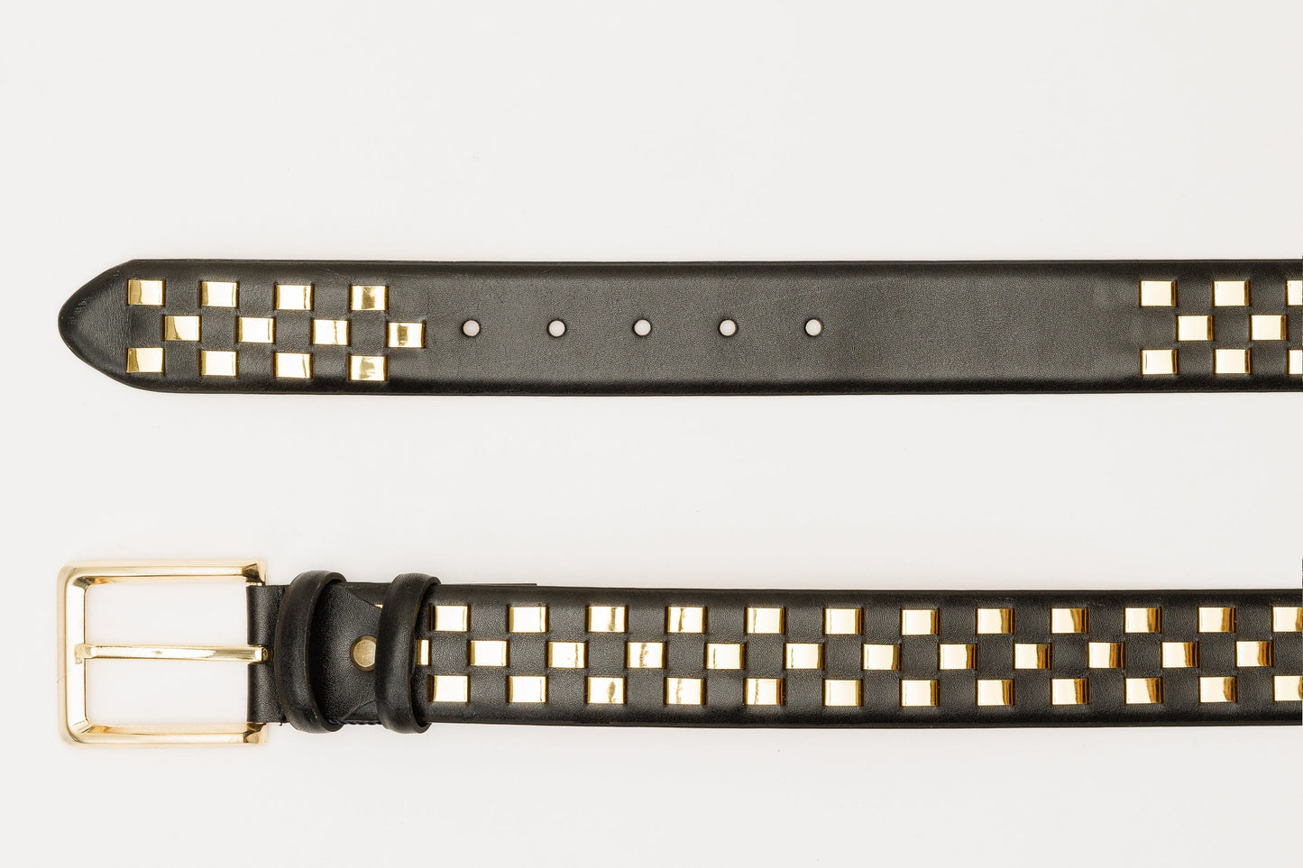The Messina Black & Gold Woven Leather Belt