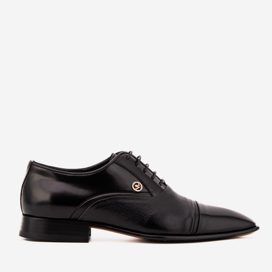 The Rockwell Handmade Black Leather Cap Toe Men Oxford Shoe