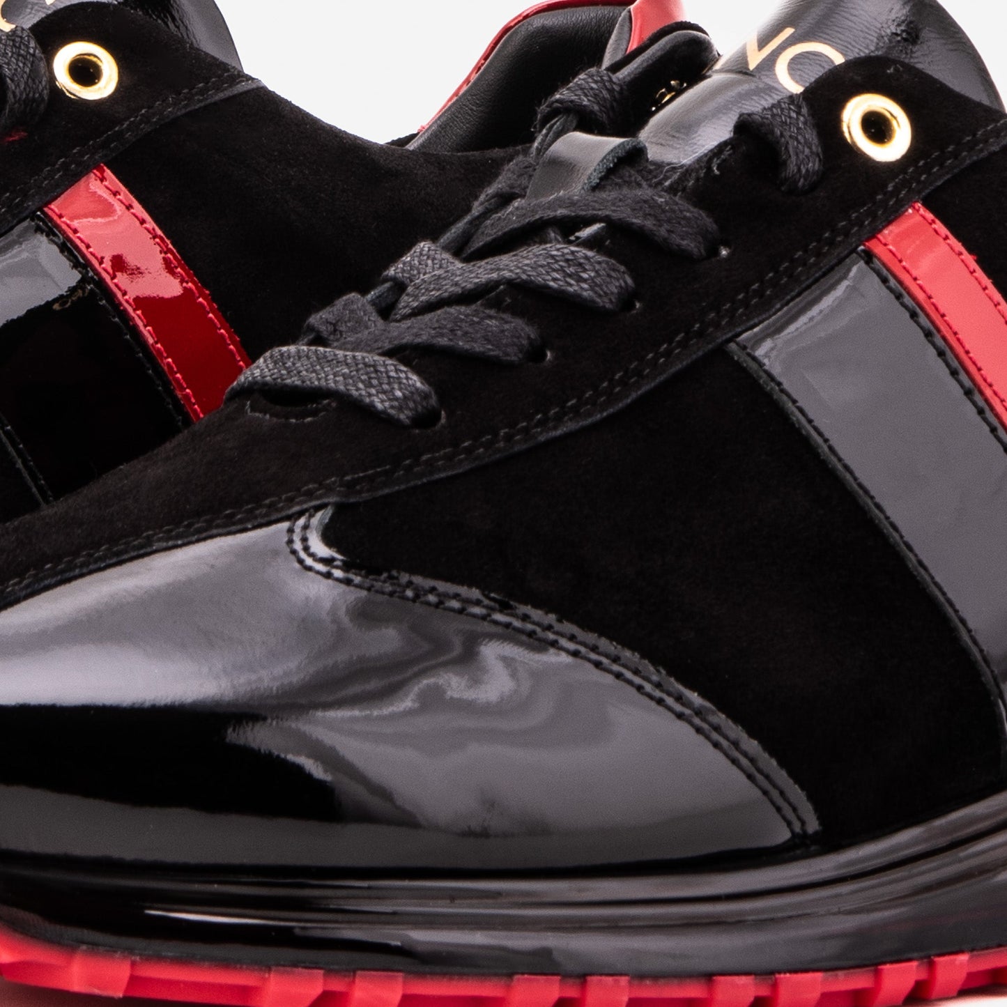 The Inferno Black & Red Leather Men Sneaker