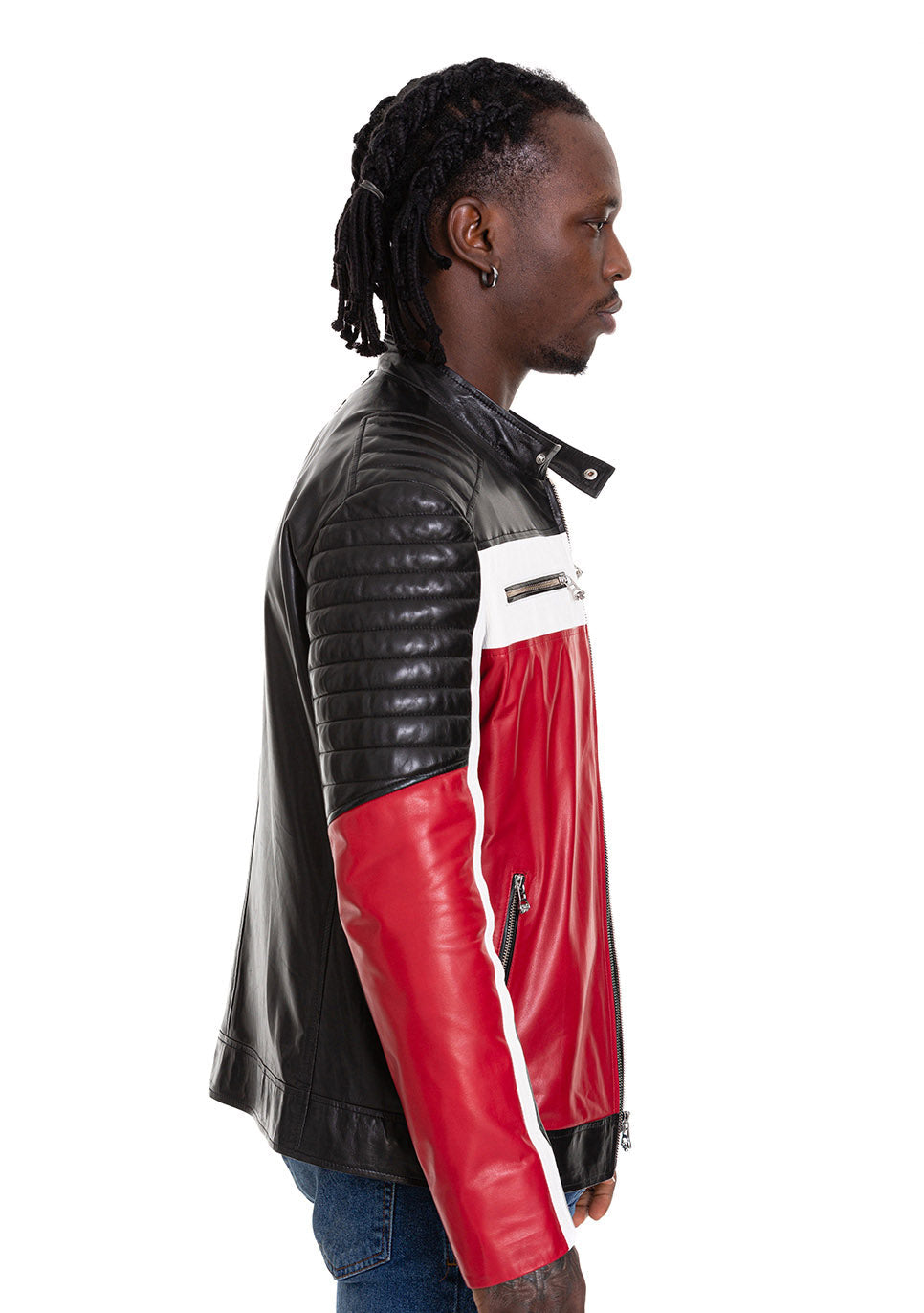 The Martos Black & Red Leather Men Jacket