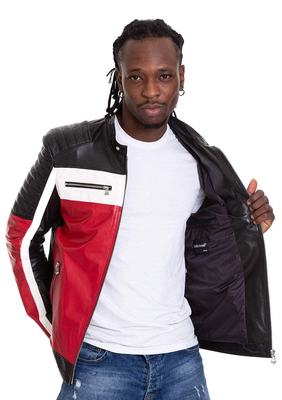 The Martos Black & Red Leather Men Jacket