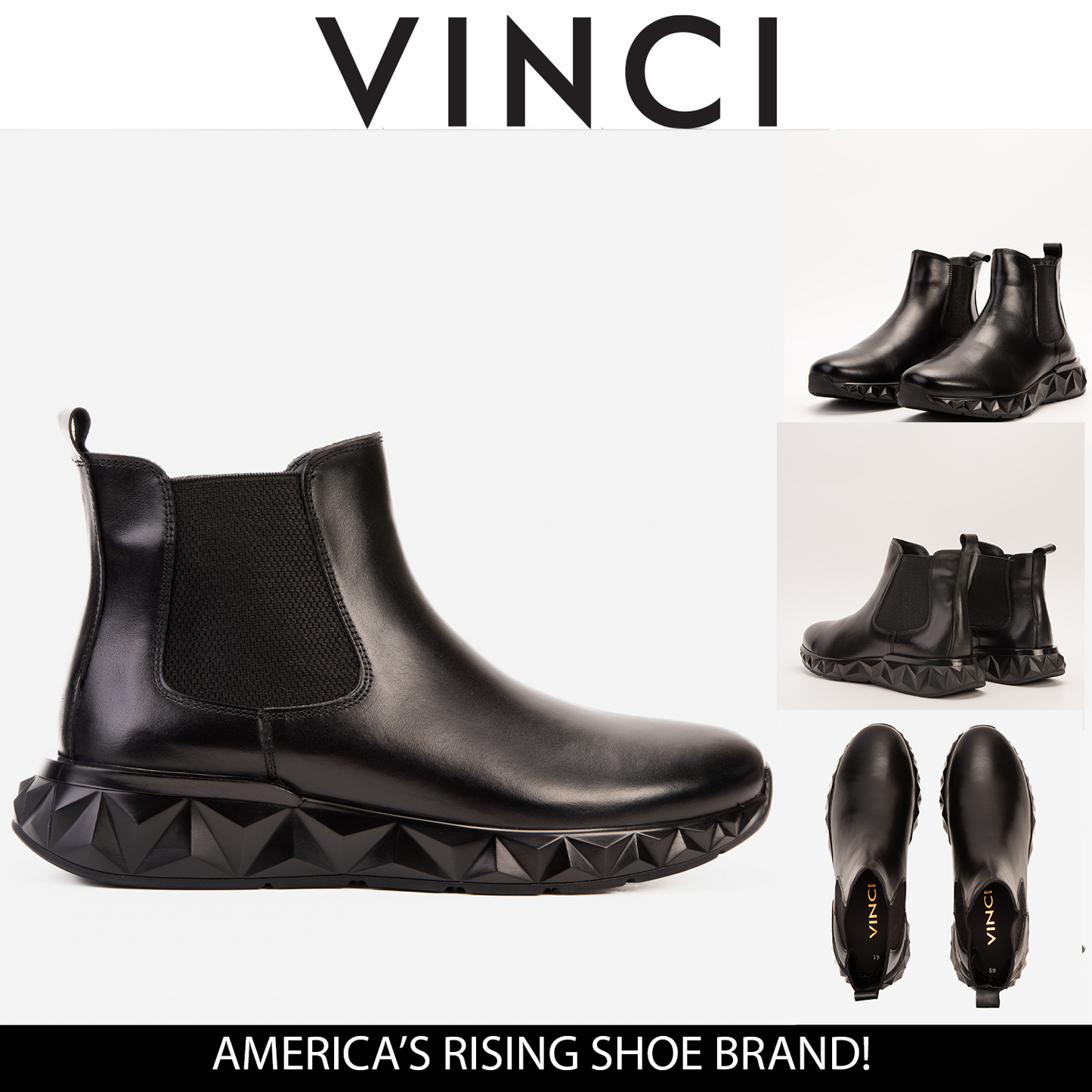 The Apex Black Leather Men Chelsea Boot
