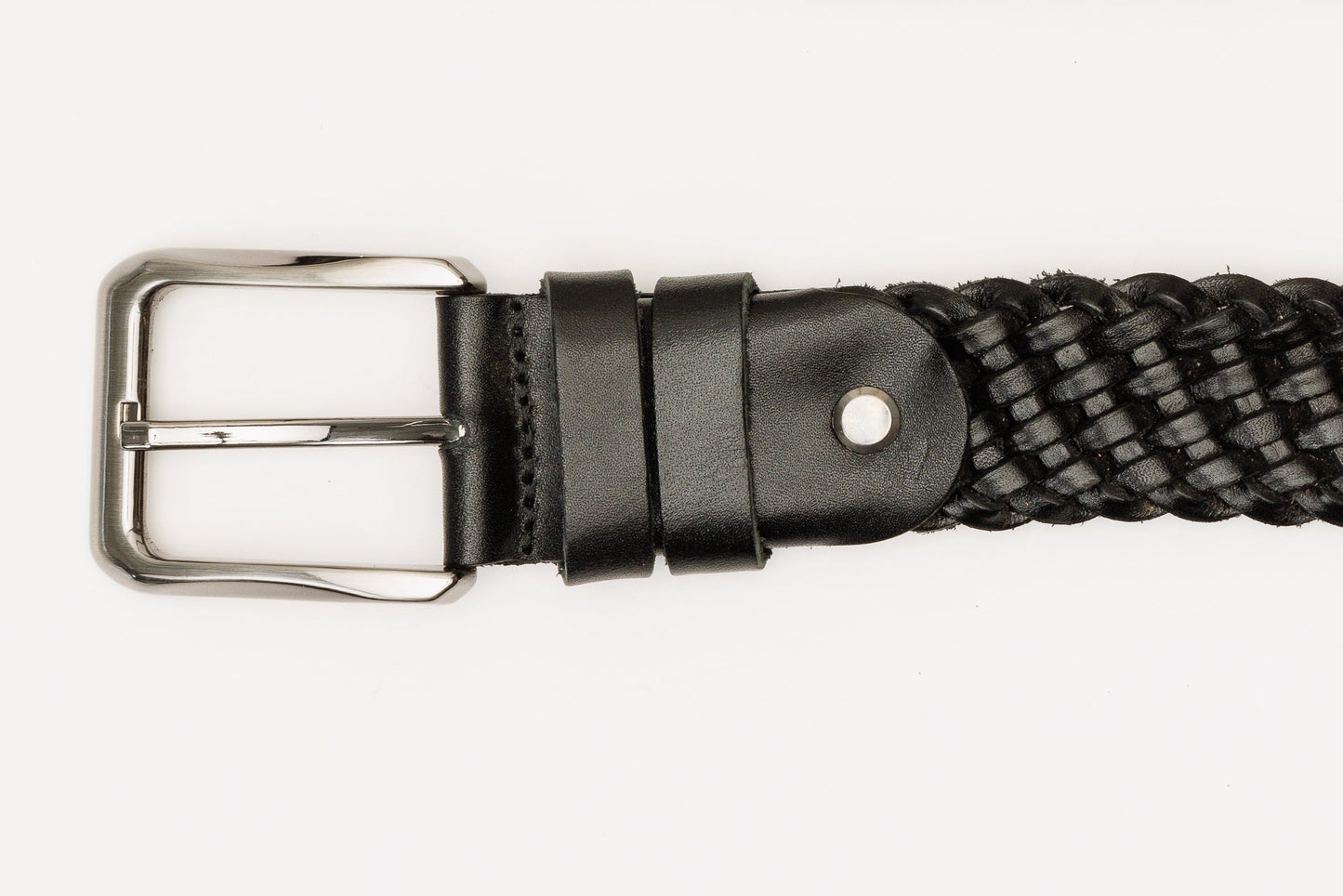 The Mclean Woven Black Leather Belt