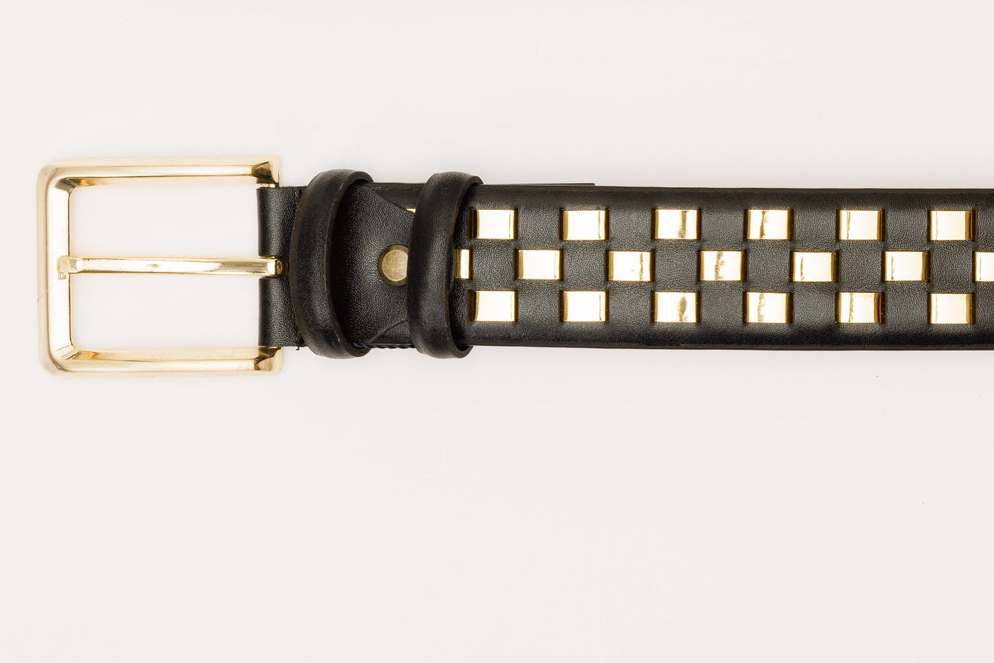 The Mackenzie Black & Gold Woven Leather Belt