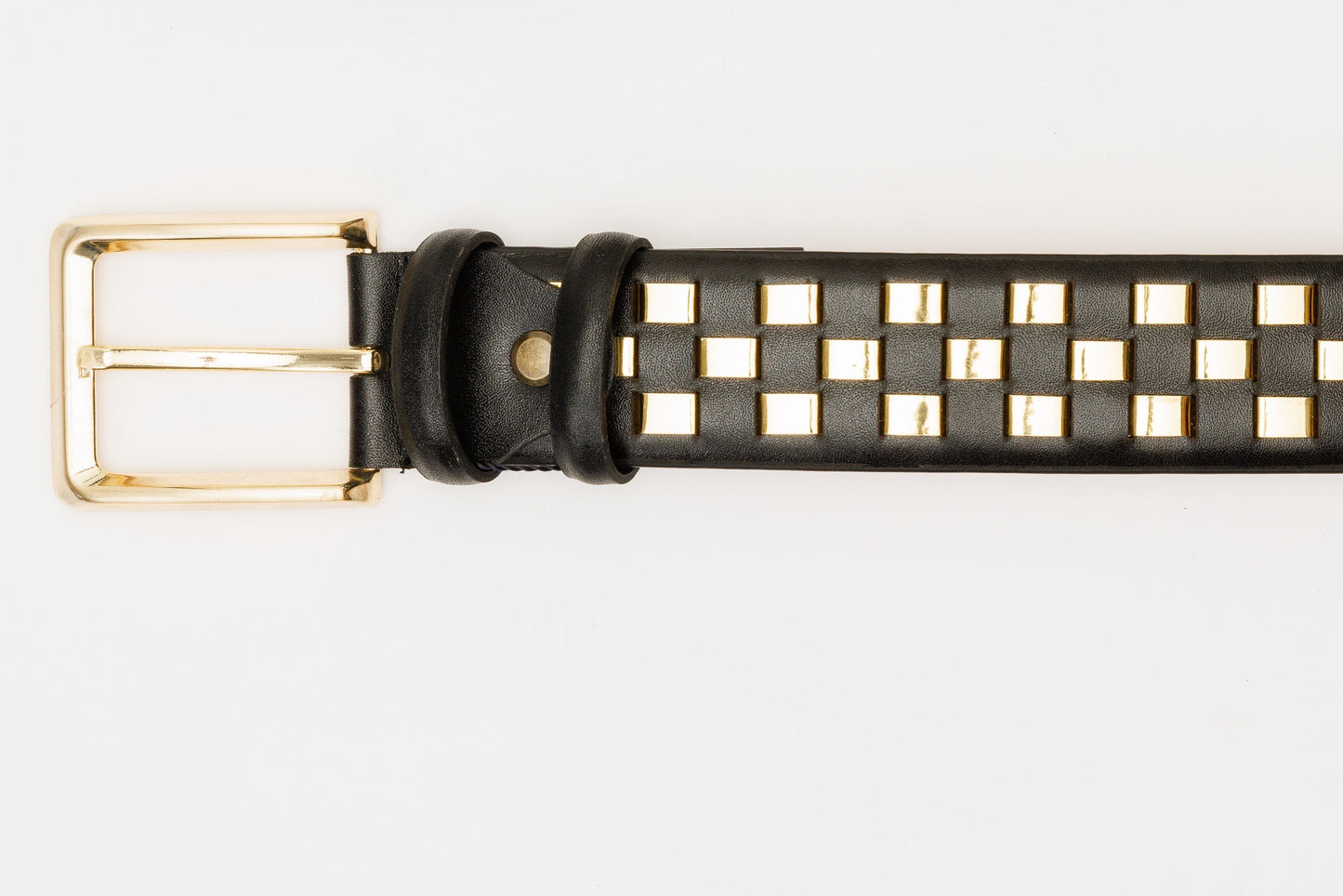 The Messina Black & Gold Woven Leather Belt