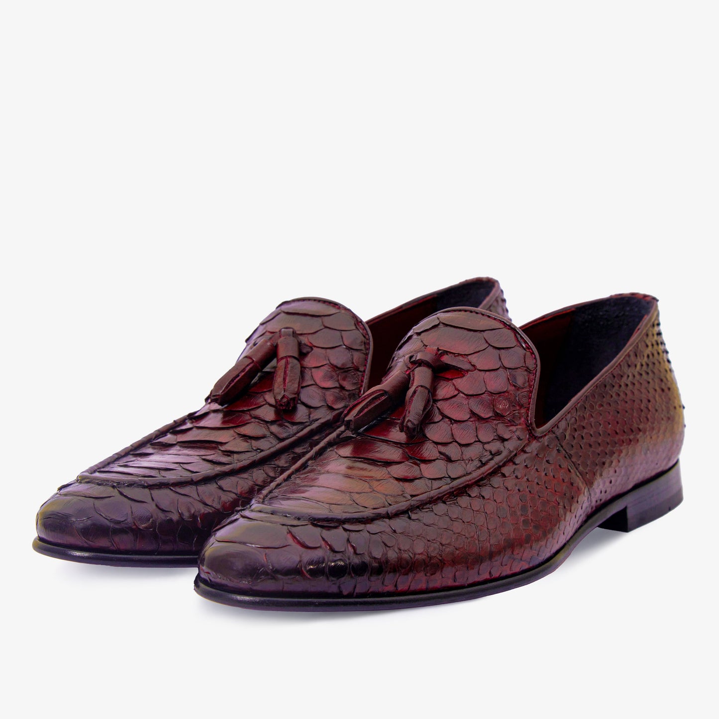 The Bethesda Burgundy Pyhtn Skin Leather Tassel Loafer Men Shoe