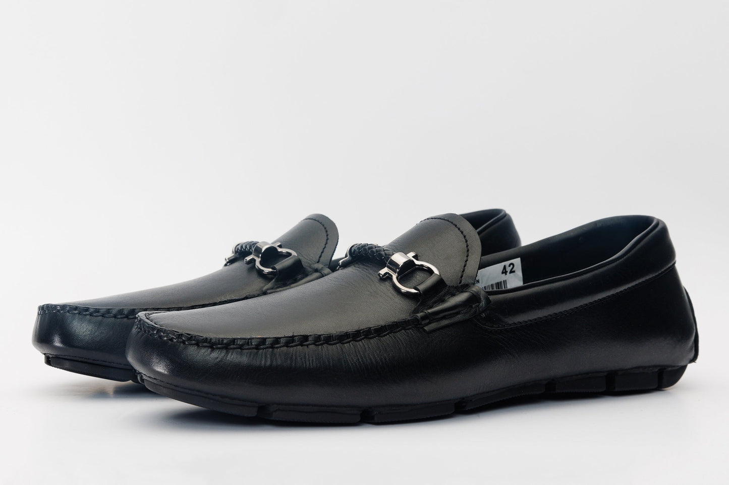 Pavia Black Leather Bit Drive Loafer Men Shoe