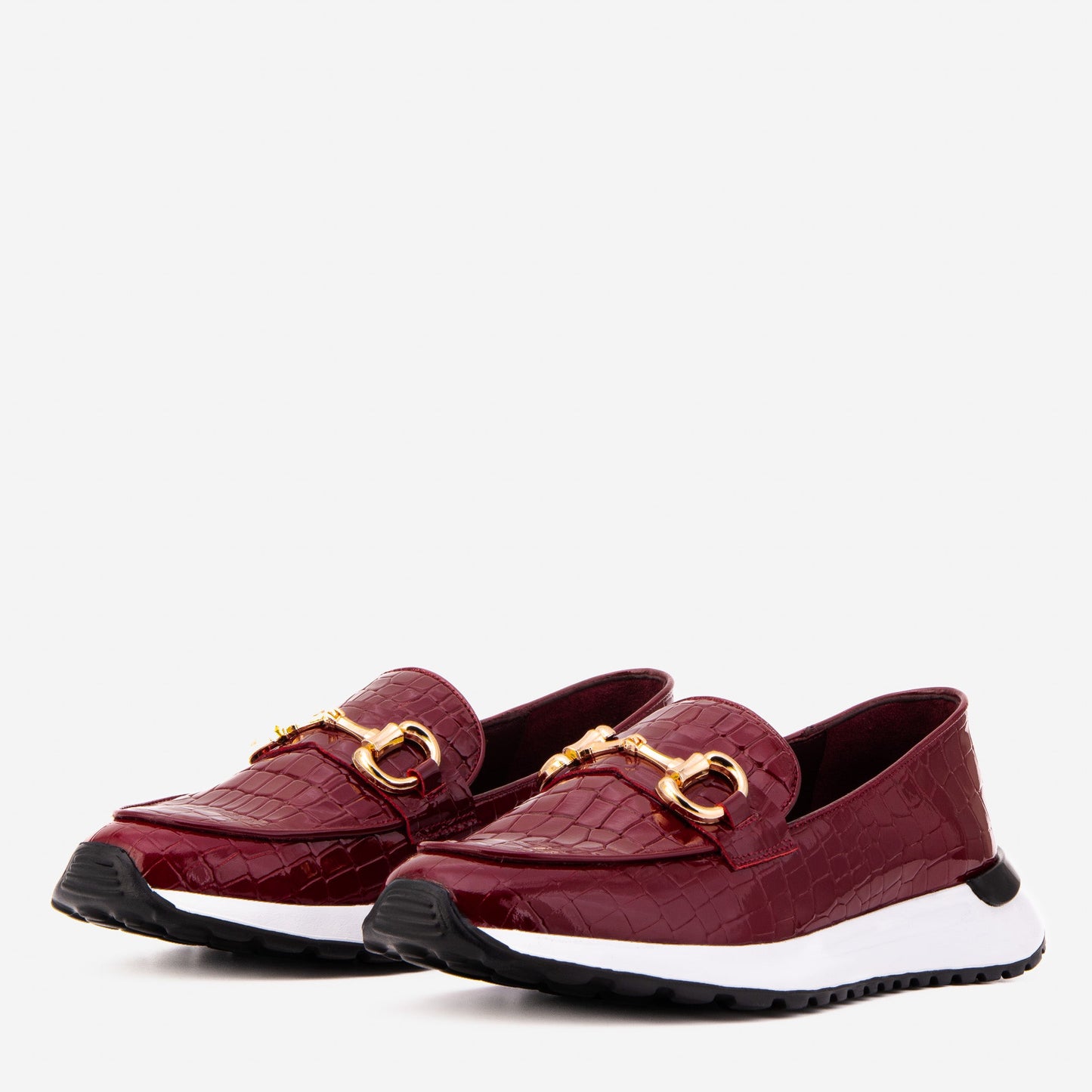 The Milan Burgundy Croc-Embossed Patent Leather Women Sneaker
