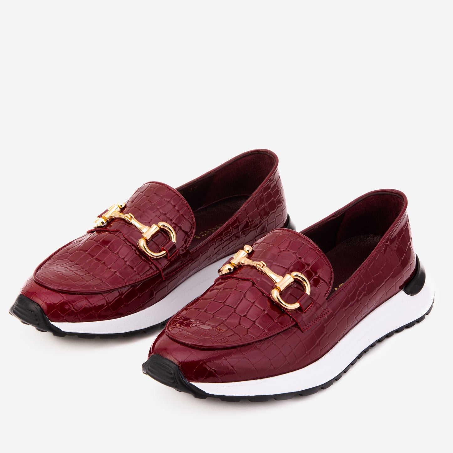 The Milan Burgundy Croc-Embossed Patent Leather Women Sneaker