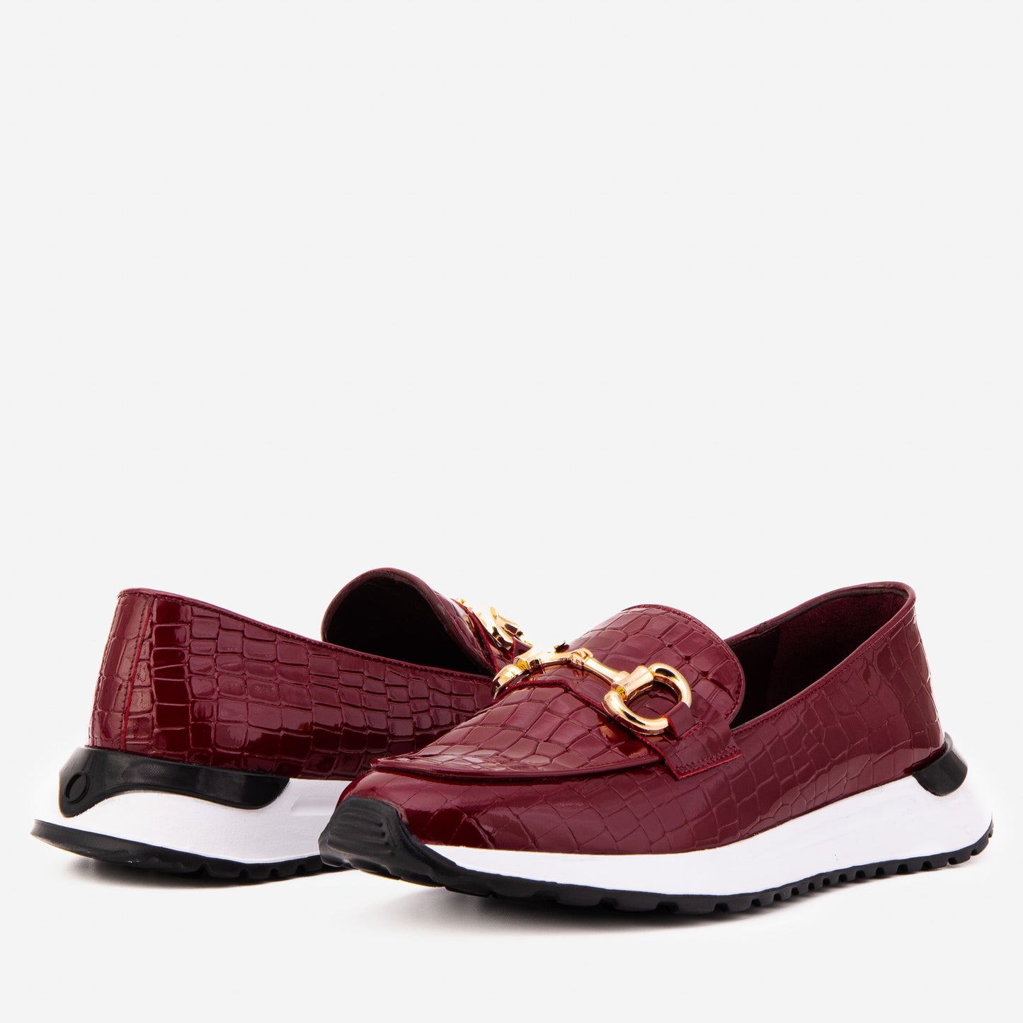 The Milan Burgundy Croc-Embossed Patent Leather Women Sneaker