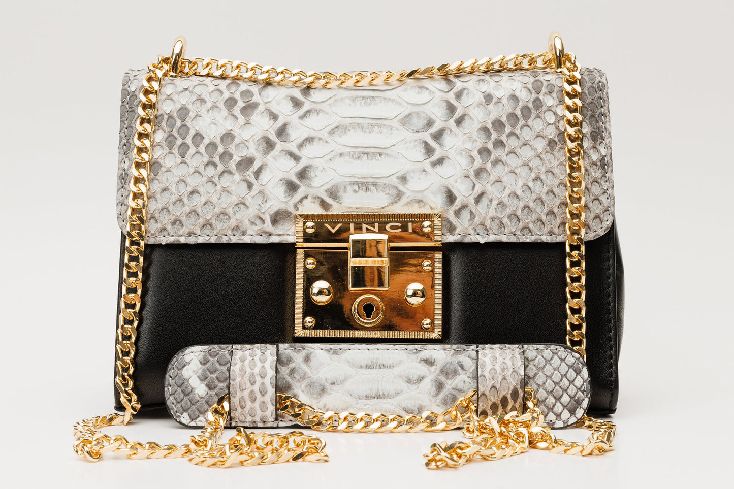 The Toskana Natural & Black Pythn Leather Handbag