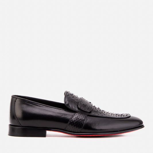 The Dorian Black Python & Baby Buffalo Leather Loafer Men Shoe