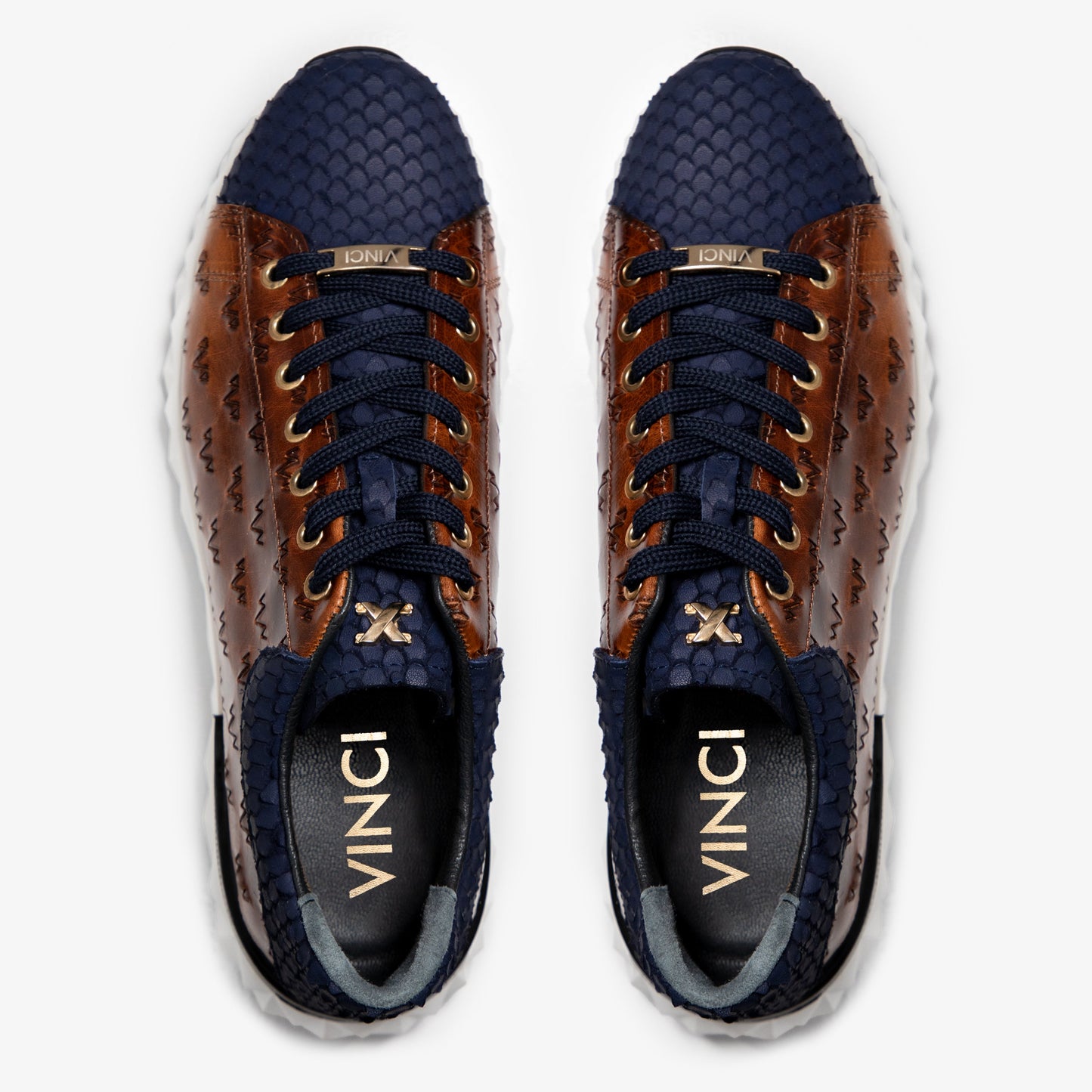 The Caesars Navy & Tan Leather Men Sneaker