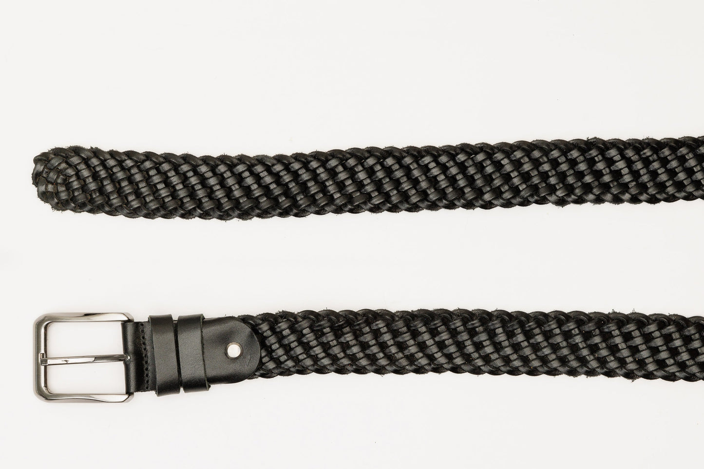 The Mclean Woven Black Leather Belt