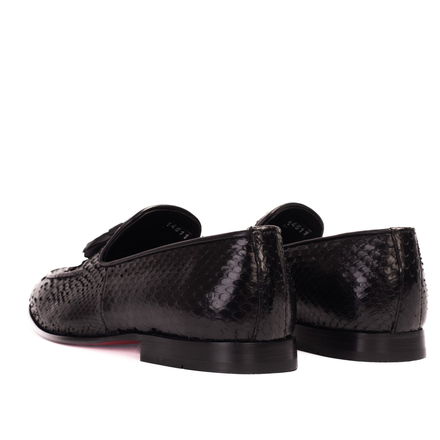 The Bethesda Black Pyhtn Skin Leather Tassel Loafer Men  Shoe