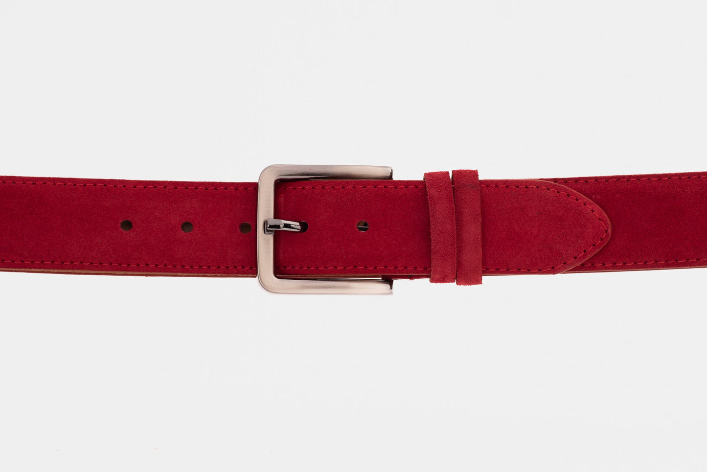 The Bari Red Suede Leather Belt