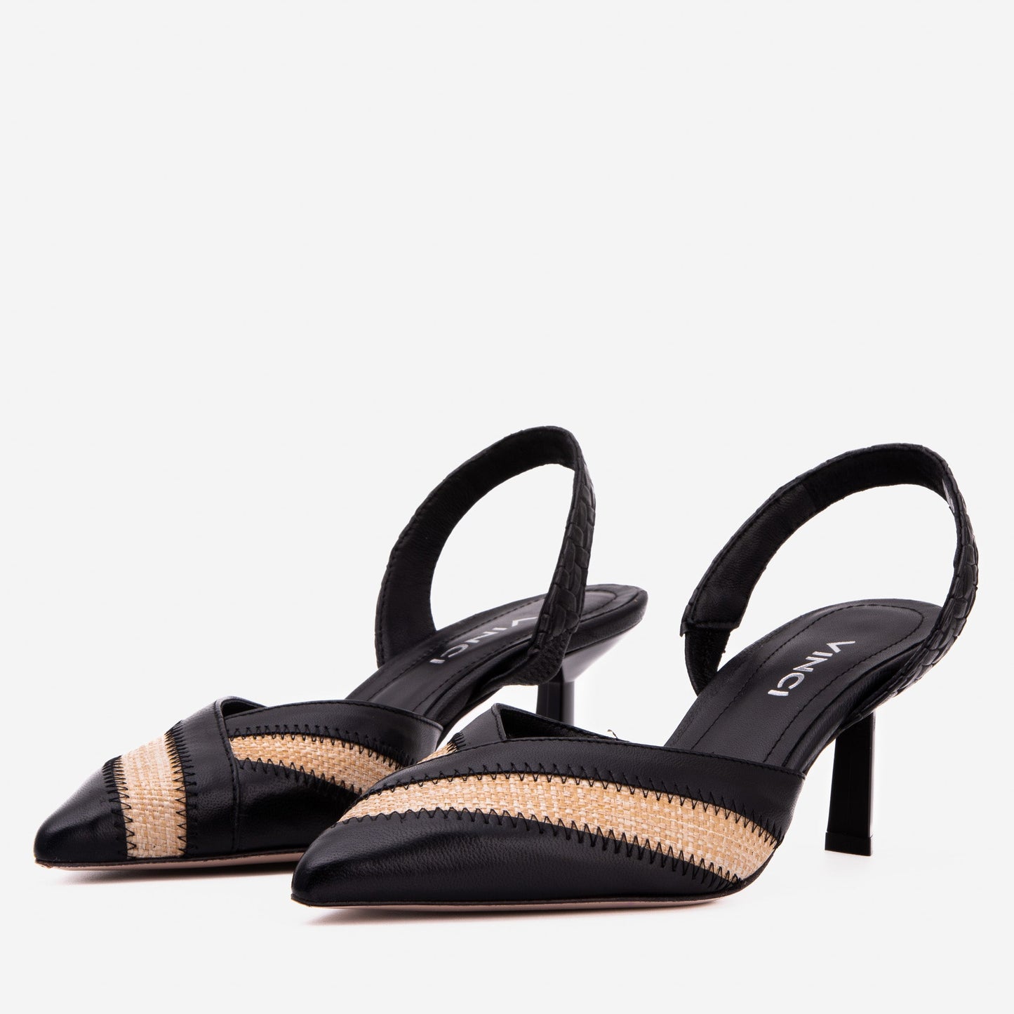 The Riviera Black & Raffia Slingback Women  Sandal