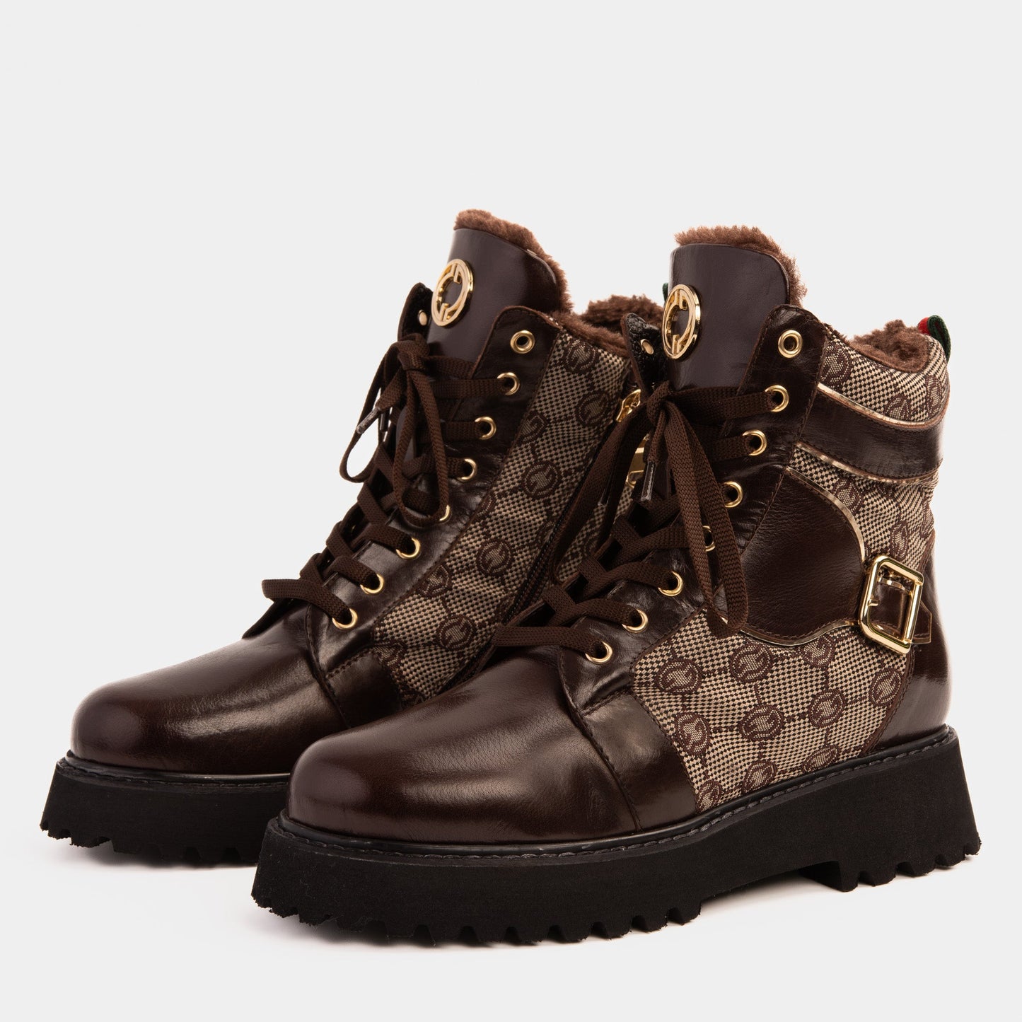 The Boston Brown Leather Lace-Up Ankle Women Boot With a Side Zipper