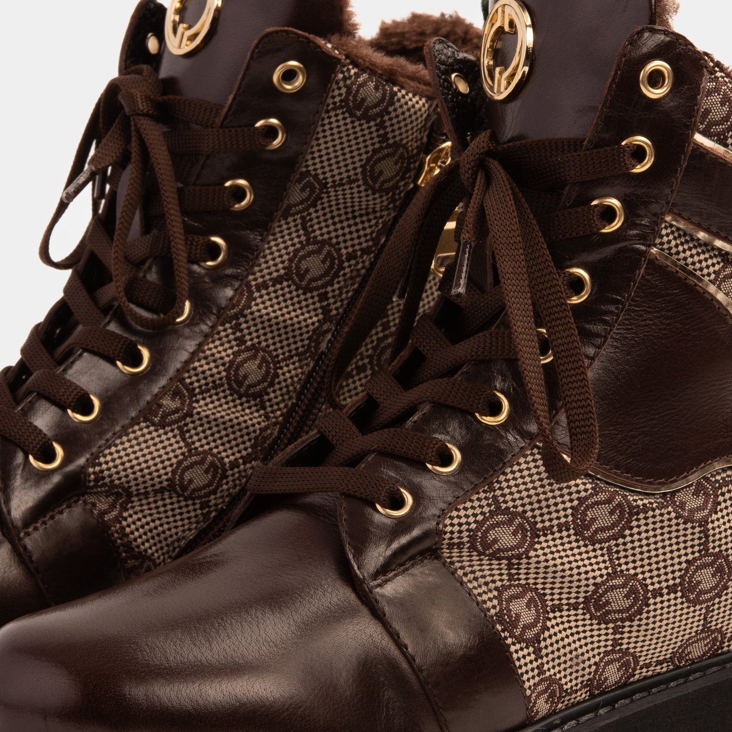 The Boston Brown Leather Lace-Up Ankle Women Boot With a Side Zipper