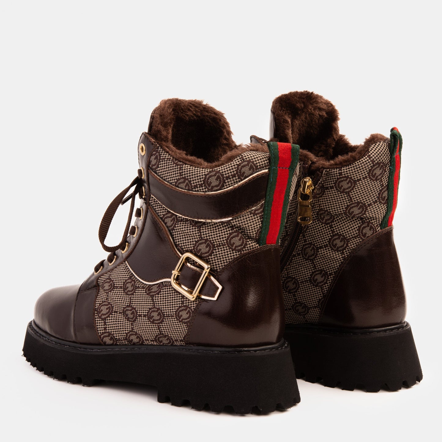 The Boston Brown Leather Lace-Up Ankle Women Boot With a Side Zipper