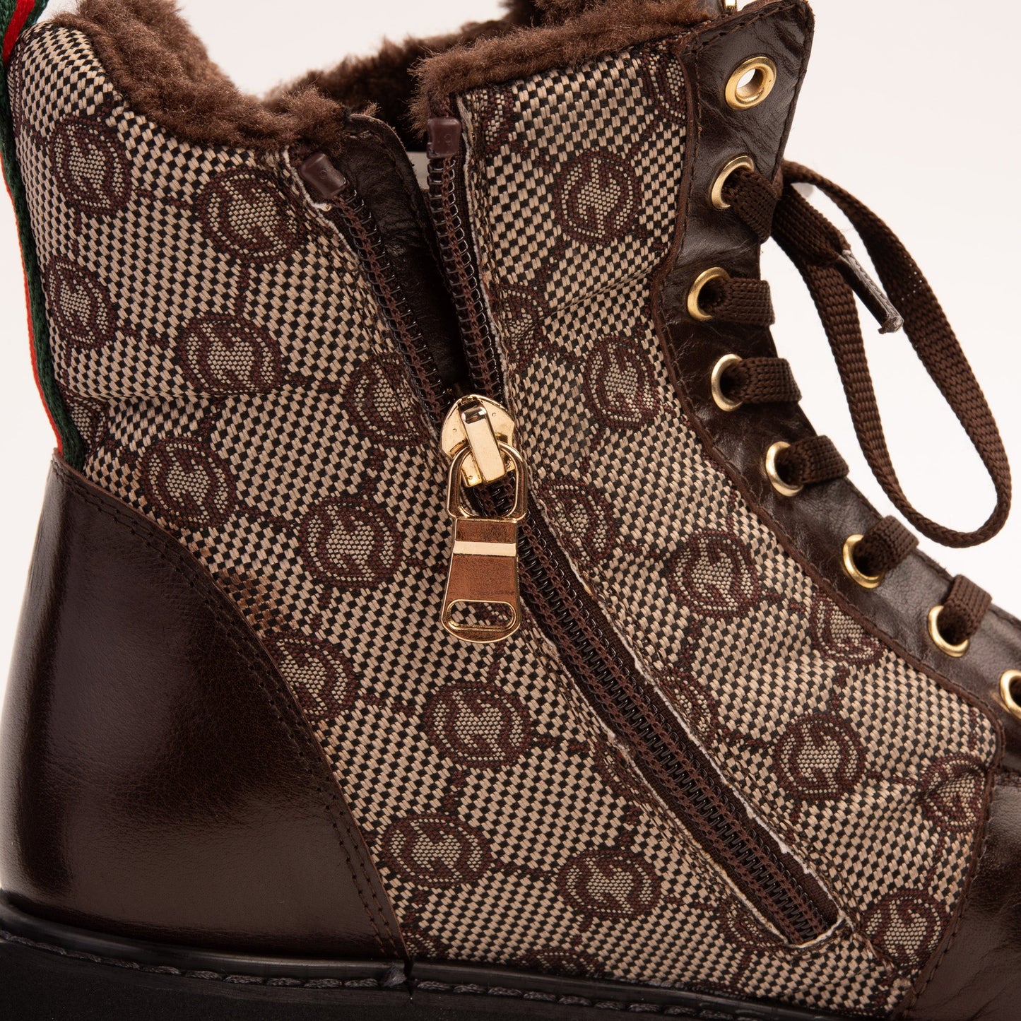 The Boston Brown Leather Lace-Up Ankle Women Boot With a Side Zipper