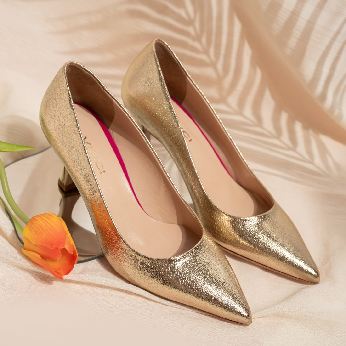 The Brunello Gold Leather Pump Women Shoe