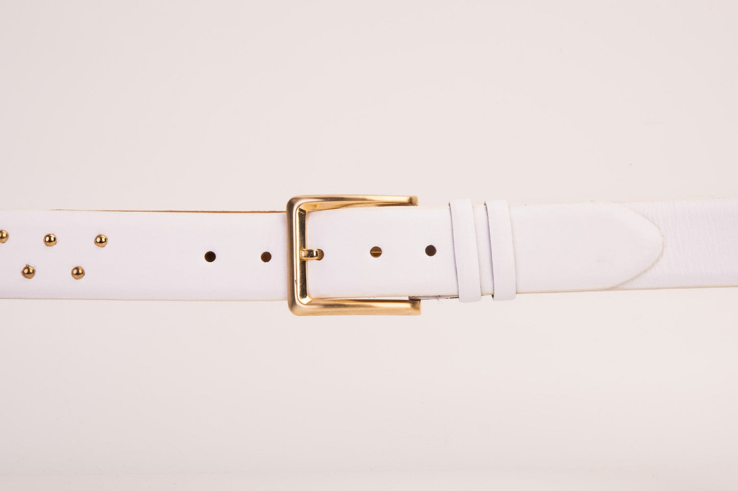 The Jupiter White Leather Spike Leather Belt