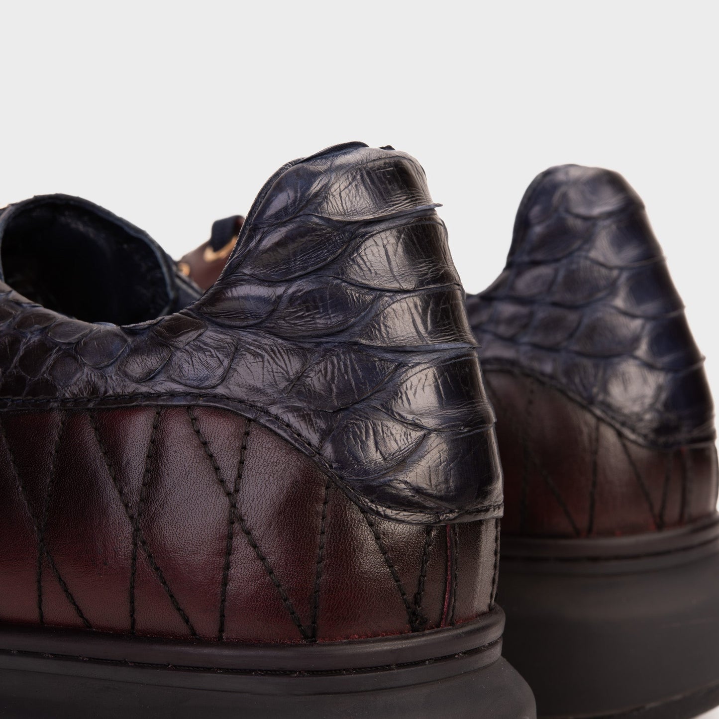 The Adler Navy Blue & Burgundy Snk Leather Men Sneaker Limited Edition