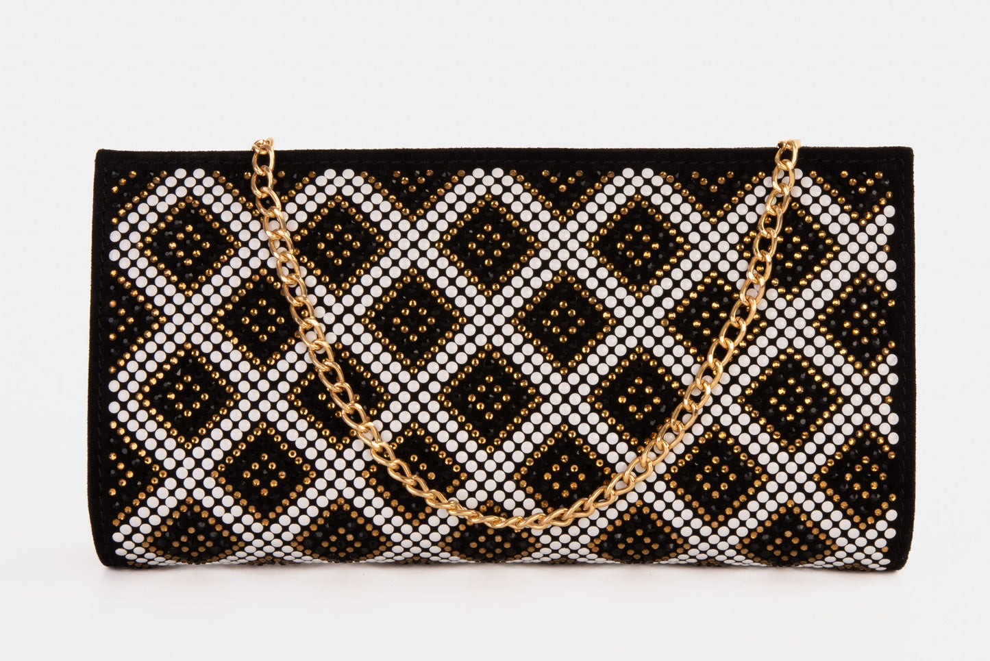 The Nampula Black Glitter Suede Leather Small Clutch