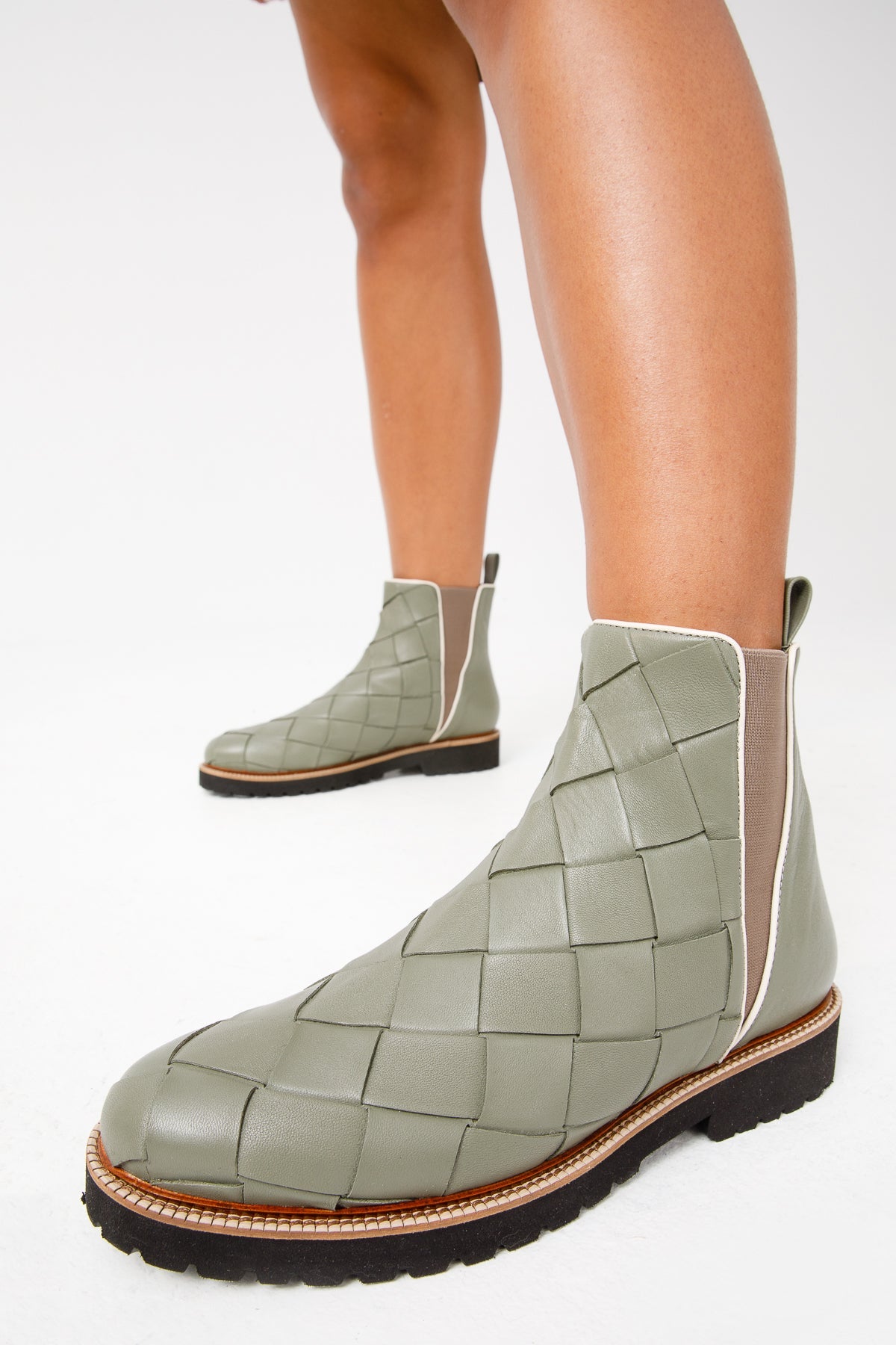 The Luisina Green Handwoven Leather Ankle Boot Final Sale!