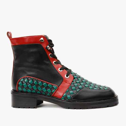 The Black River Black Handwoven Leather Ankle Women Boot Final Sale!