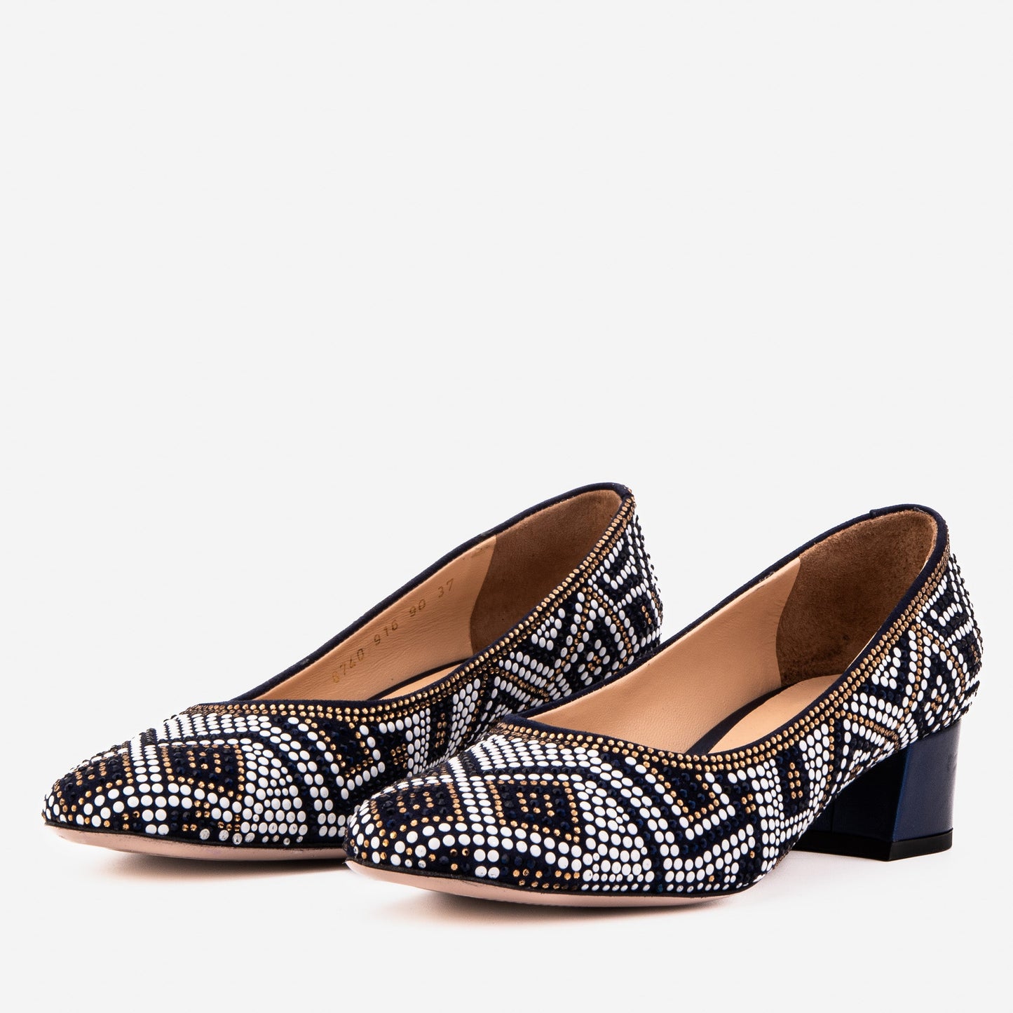 The Nampula Navy Crystal-Embellished Leather Women Pump
