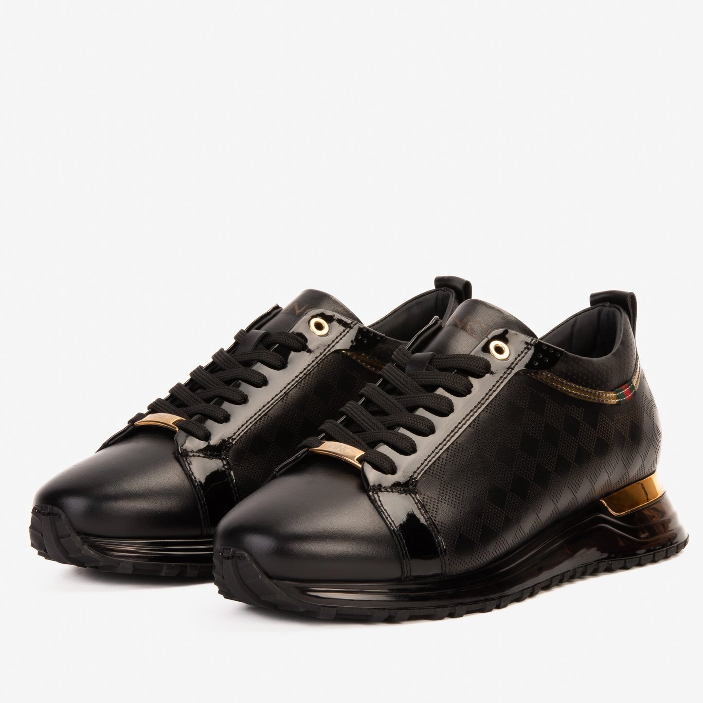 The Cenova Black & Gold Leather Men Sneaker