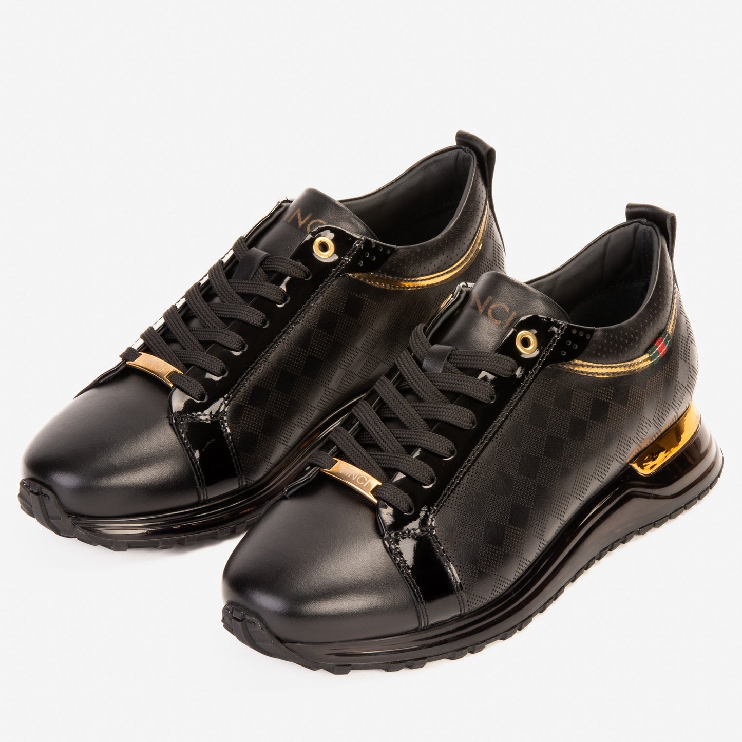 The Cenova Black & Gold Leather Men Sneaker