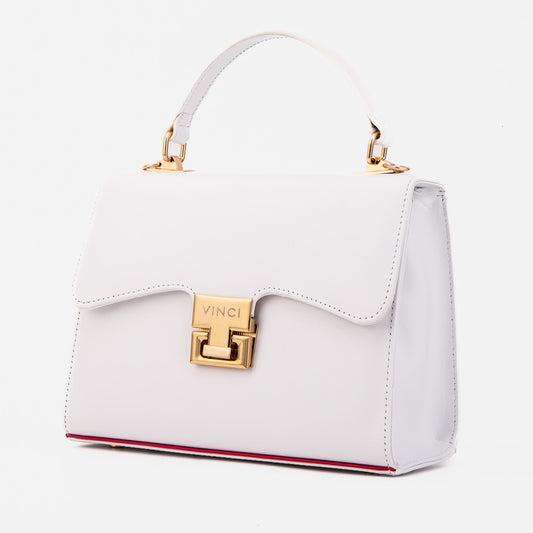 The Ege White Leather Handbag